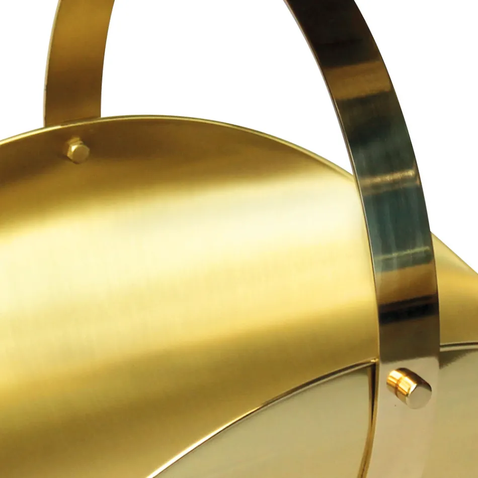 Suport de bușteni din alamă cu mâner și 4 picioare Fabricat în Italia - Tigru Viadurini