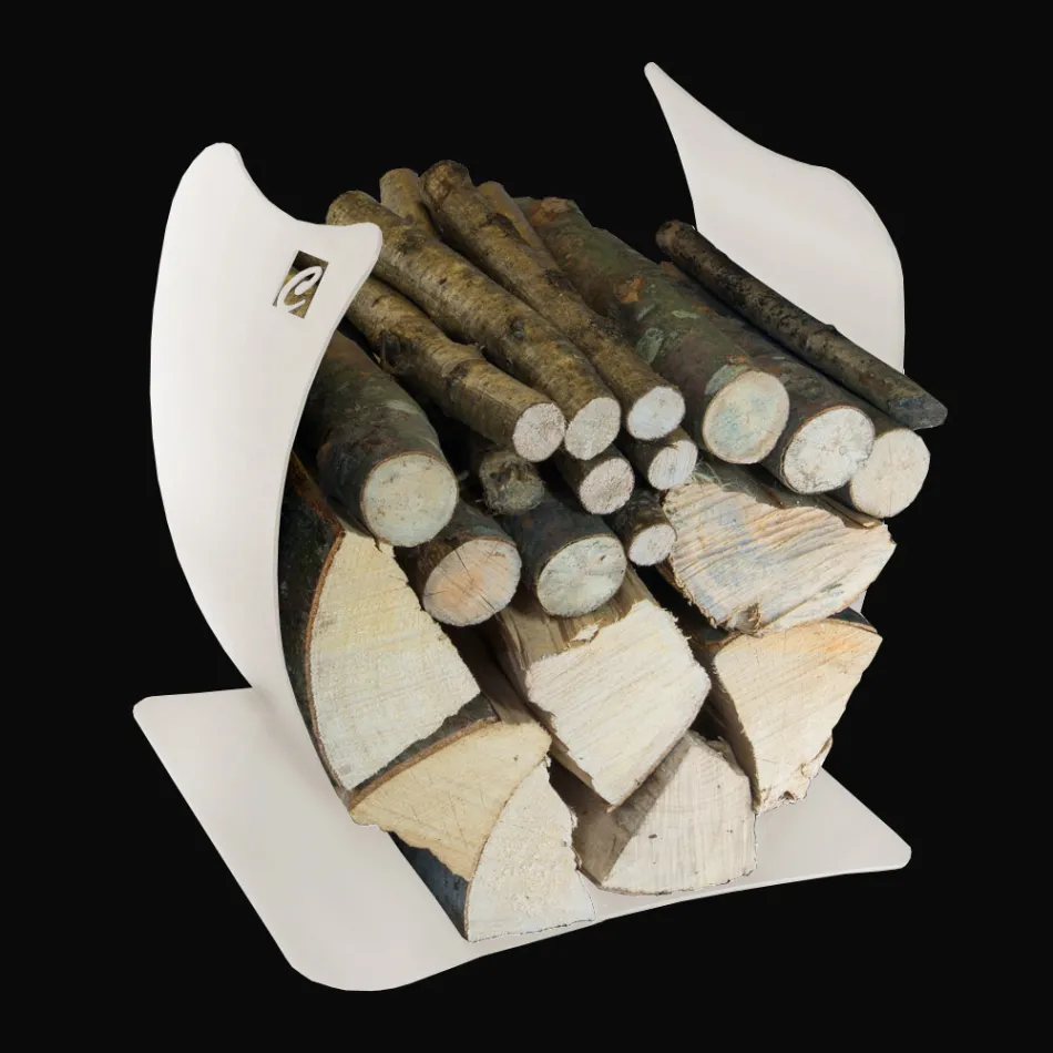 Suport interior pentru lemn de foc din oțel vopsit Fabricat în Italia - Leopoldo Viadurini