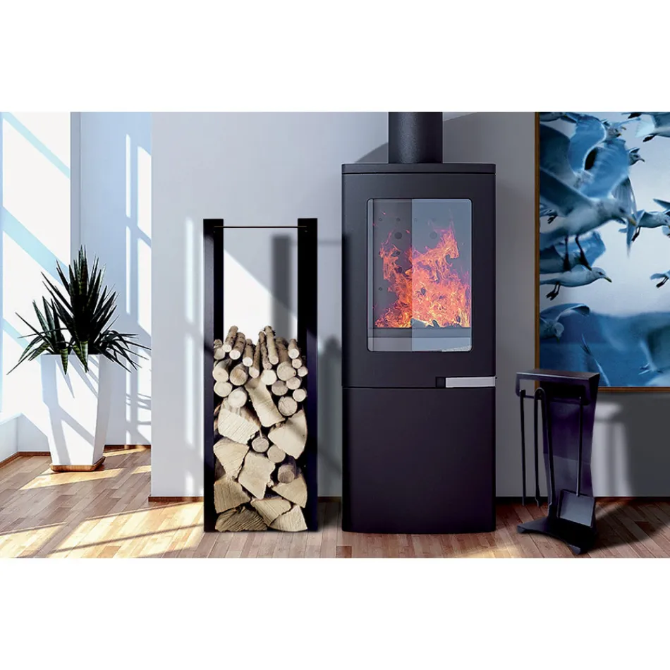 Suport modern pentru bușteni din oțel vopsit Fabricat în Italia - Patrik Viadurini