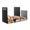 Suport dublu din lemn din oțel negru cu design modern de decorare laterală - Altano1