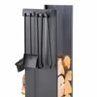 Suport pentru lemn de foc de design cu 4 unelte interioare Made in Italy - Janet Viadurini