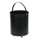 Suport pentru busteni rotund din piele ecologica cu roti Made in Italy - Chameleon Viadurini