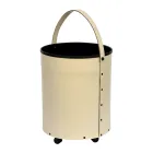 Suport pentru busteni rotund din piele ecologica cu roti Made in Italy - Chameleon Viadurini