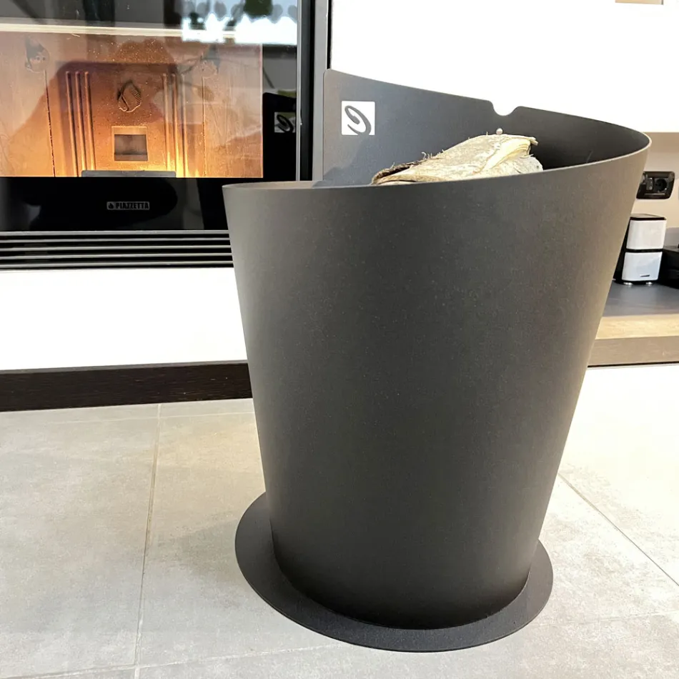 Suport rotund din lemn pentru interior în oțel negru Design modern italian - Favonio Viadurini