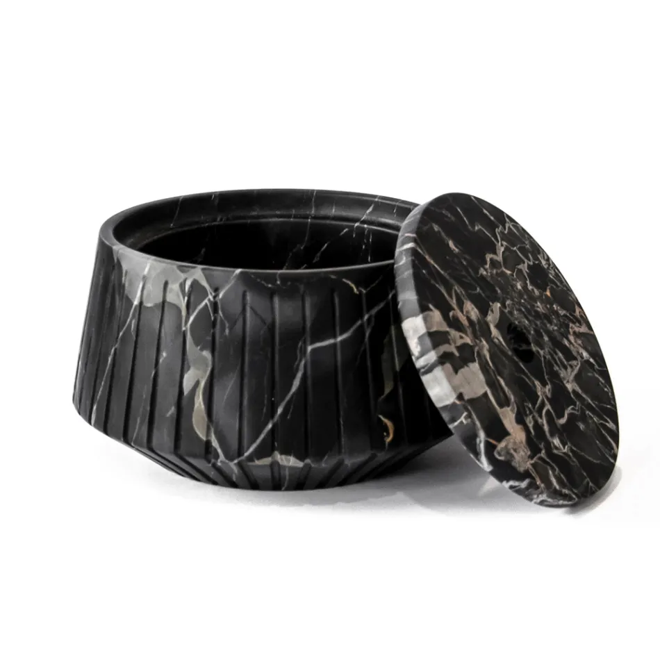 Suport de depozitare cu marmură albă de Carrara sau negru Portoro Design cu dungi - Cairo Viadurini