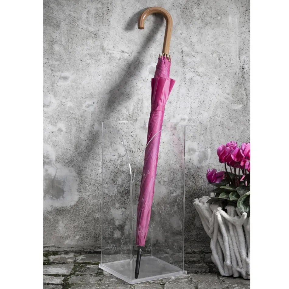 Suport pentru umbrele din cristal acrilic transparent decorat cu laser - Versio Viadurini