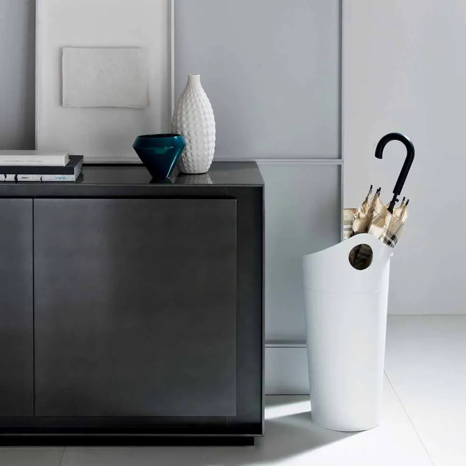 Stativ de umbrelă din piele regenerată din design manual realizat de Pluvia Viadurini