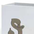 Stand de umbrele din lemn alb Design modern cu decorațiuni florale - Caracalla Viadurini