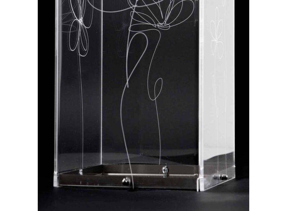 Suport umbrelă din plastic transparent cu frunze stilizate gravate - Florino Viadurini