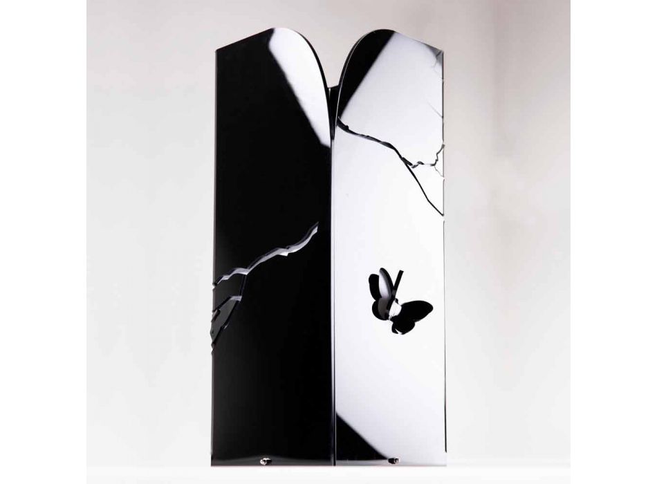 Suport umbrelă din plexiglas negru cu gravuri și decorațiuni 3D, design modern - Farfo Viadurini