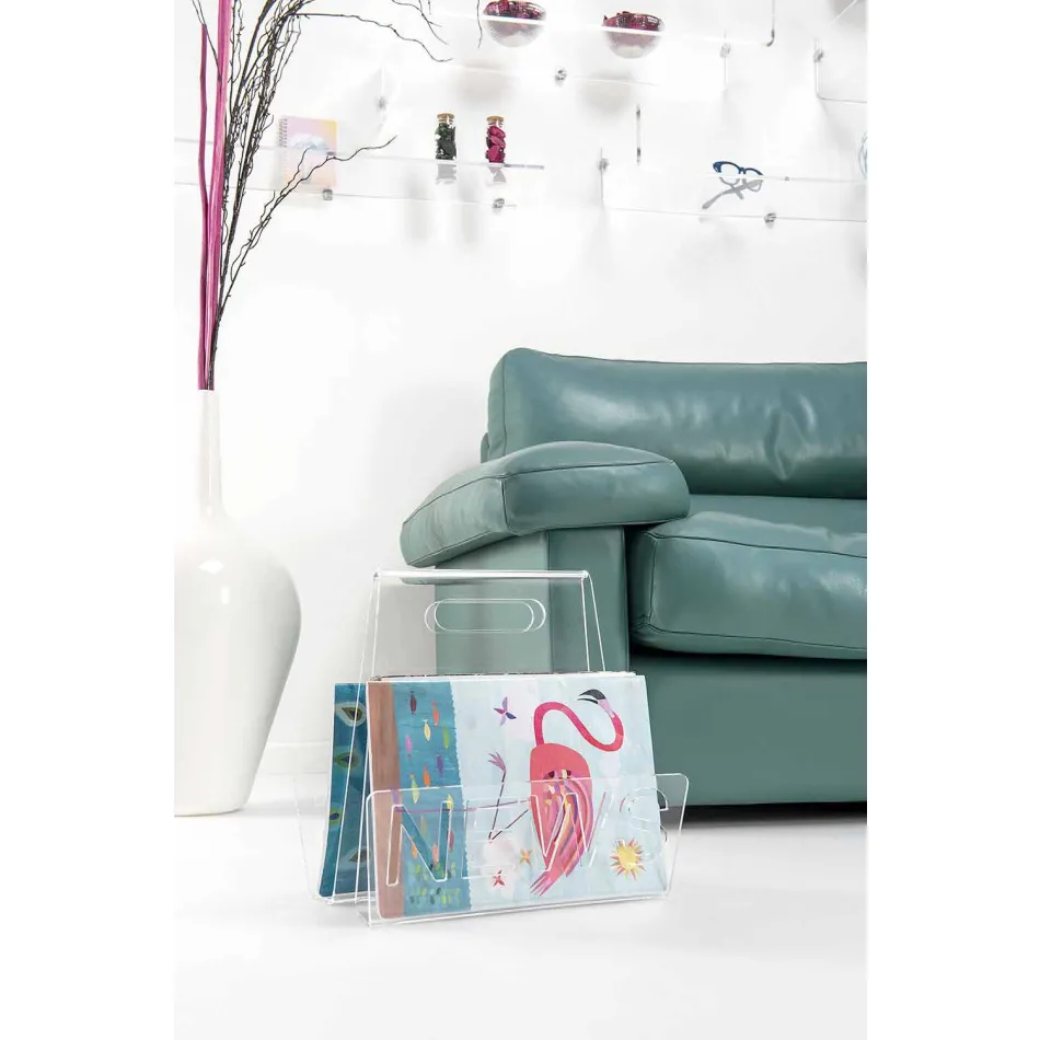 Revista de design de plexiglas negru sau transparent, realizată în Italia - Omar Viadurini