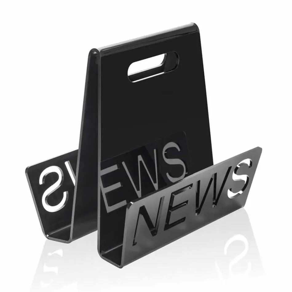 Revista de design de plexiglas negru sau transparent, realizată în Italia - Omar Viadurini