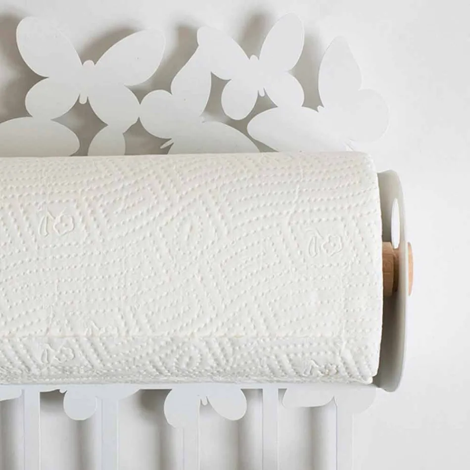 Suport pentru rulouri de perete din fier alb sau bej fabricat în Italia - Leiden Viadurini