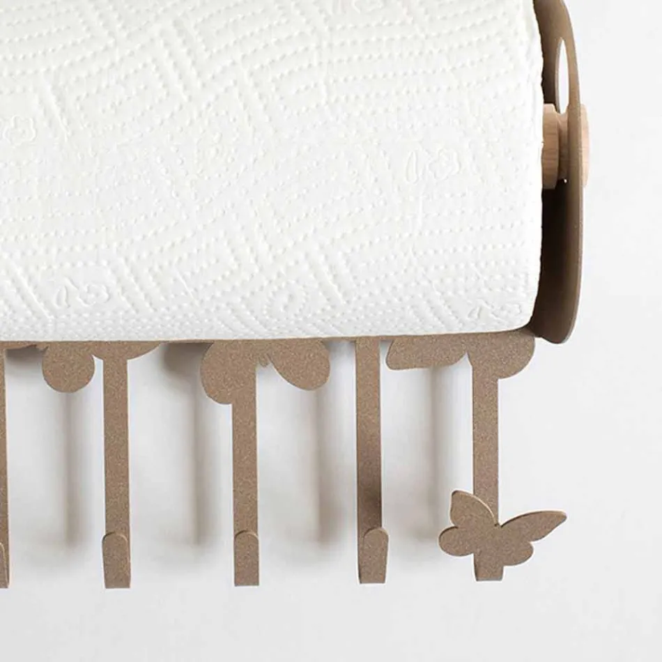 Suport pentru rulouri de perete din fier alb sau bej fabricat în Italia - Leiden Viadurini