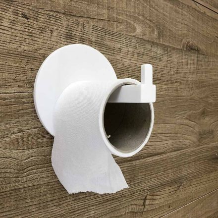 Suport pentru role de toaletă în corian alb sau cu inserție neagră, fabricat în Italia - Elono Viadurini