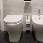 Suport perie de toaletă în corian alb sau cu inserție neagră Made in Italy - Elono Viadurini