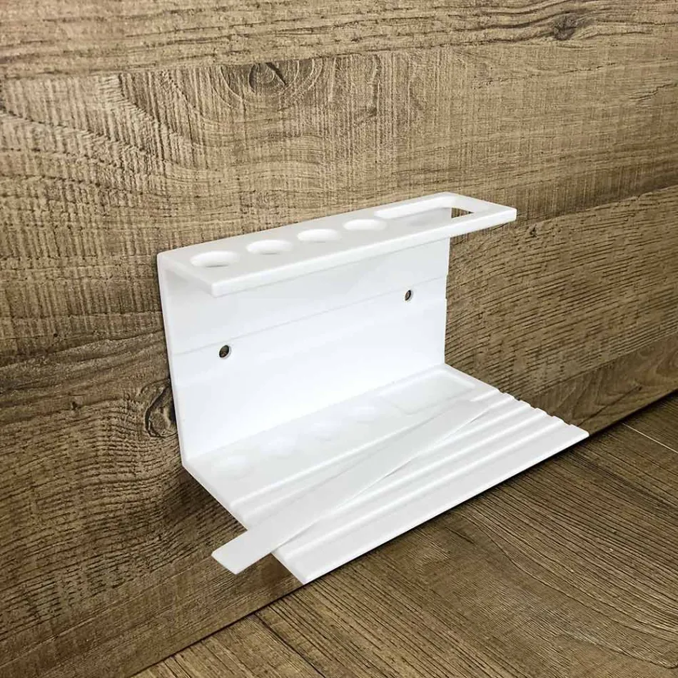 Suport periuță de dinți pentru baie în Corian alb Calitate de proiectare Made in Italy - Elono Viadurini