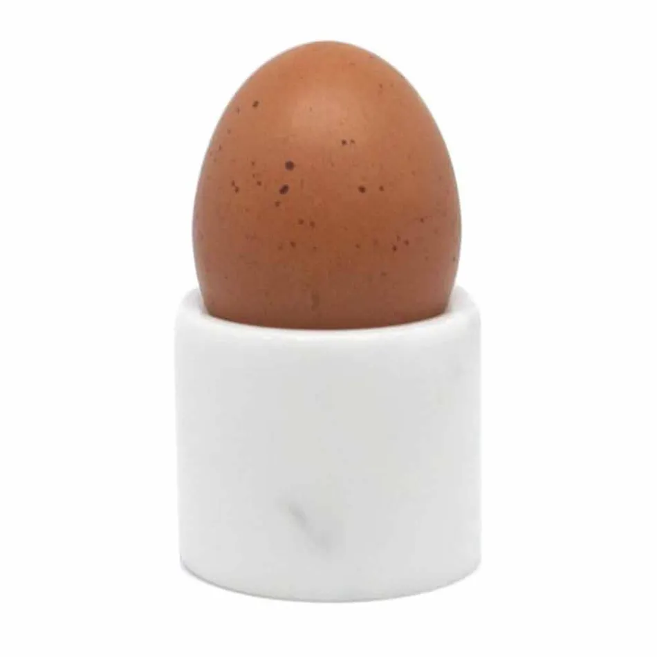 Cupa de ouă de design în marmură albă de Carrara Fabricată în Italia, 2 bucăți - Picca Viadurini