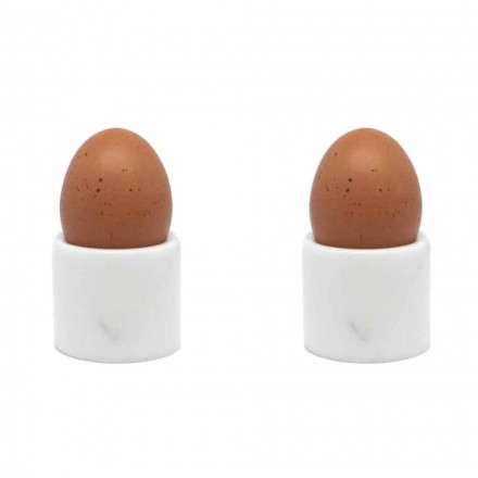 Cupa de ouă de design în marmură albă de Carrara Fabricată în Italia, 2 bucăți - Picca Viadurini