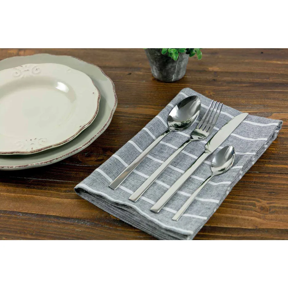 Design pentru servirea tacâmurilor din oțel satinat 24 bucăți complete - Fayette Viadurini