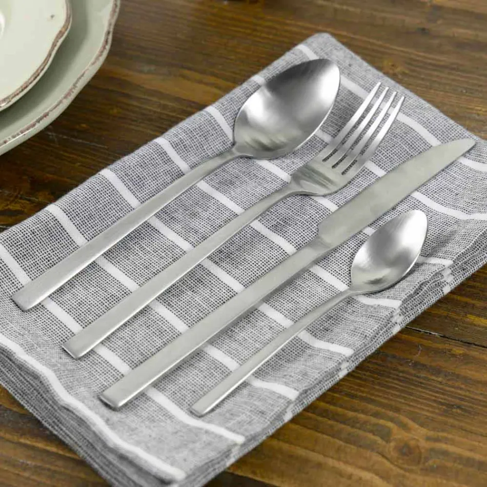 Design pentru servirea tacâmurilor din oțel satinat 24 bucăți complete - Fayette Viadurini