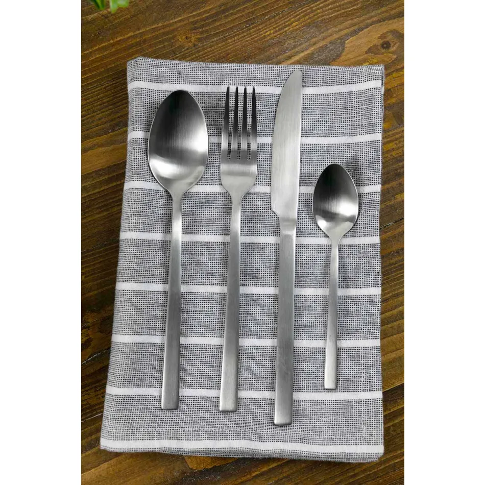 Design pentru servirea tacâmurilor din oțel satinat 24 bucăți complete - Fayette Viadurini