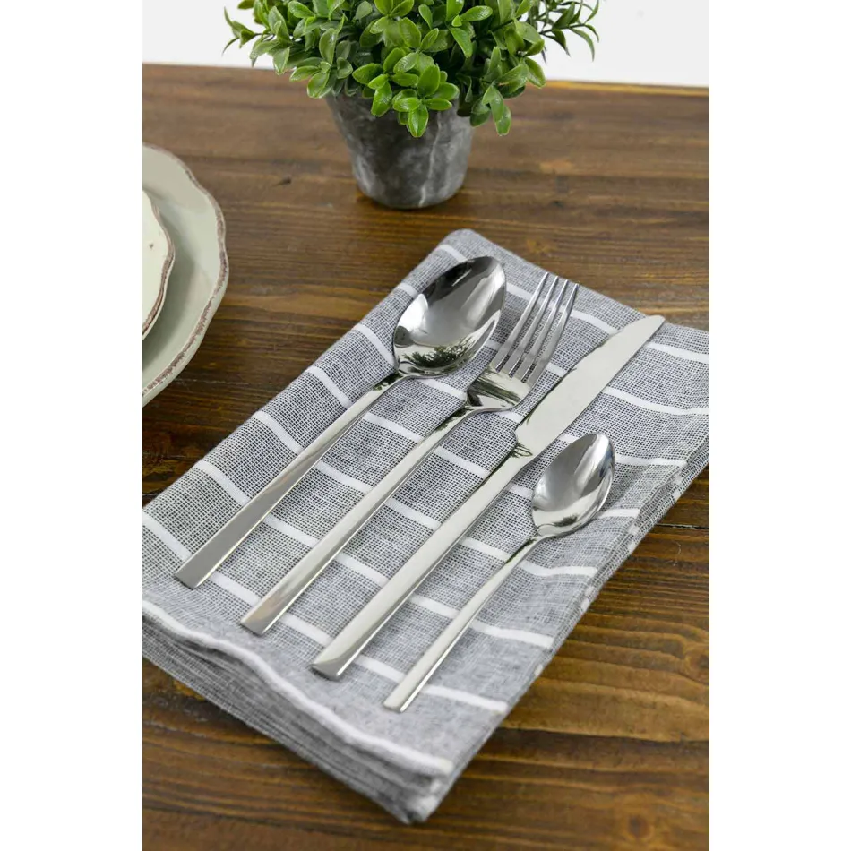 Design pentru servirea tacâmurilor din oțel satinat 24 bucăți complete - Fayette Viadurini