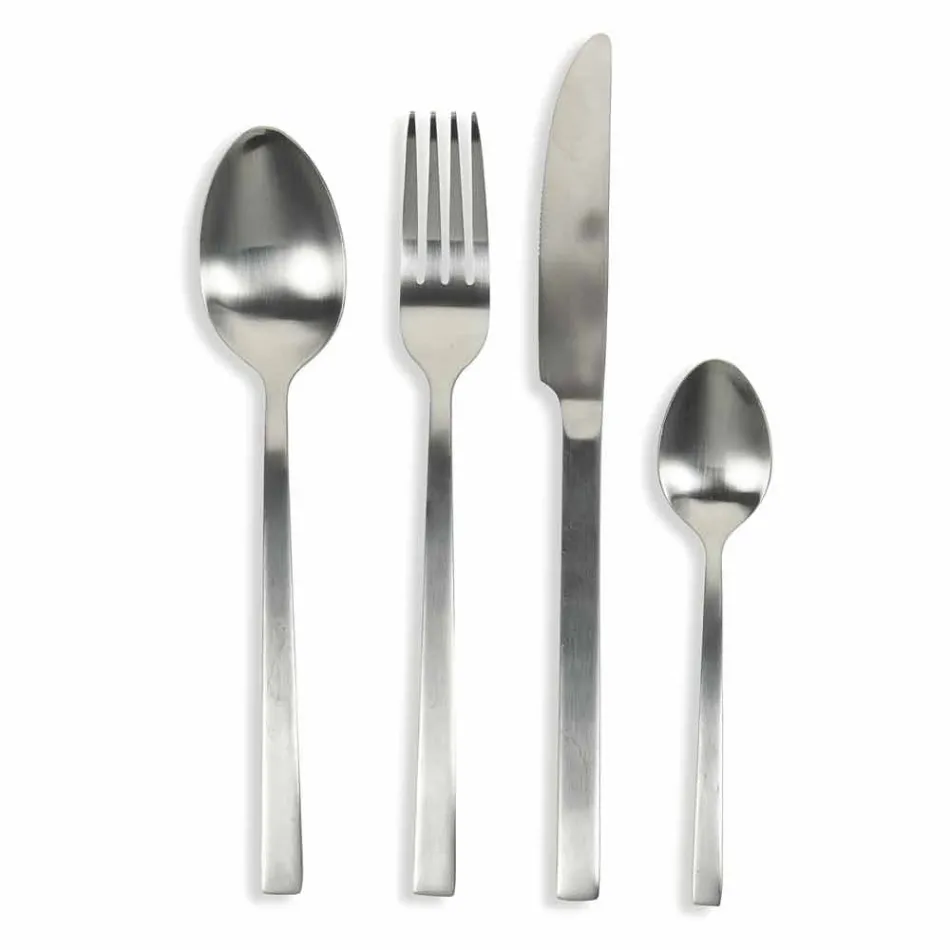 Design pentru servirea tacâmurilor din oțel satinat 24 bucăți complete - Fayettepos Viadurini