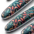 Tacâmuri Oțel și Plastic Decor Floral Colorat 24 Buc - Alessandra Viadurini