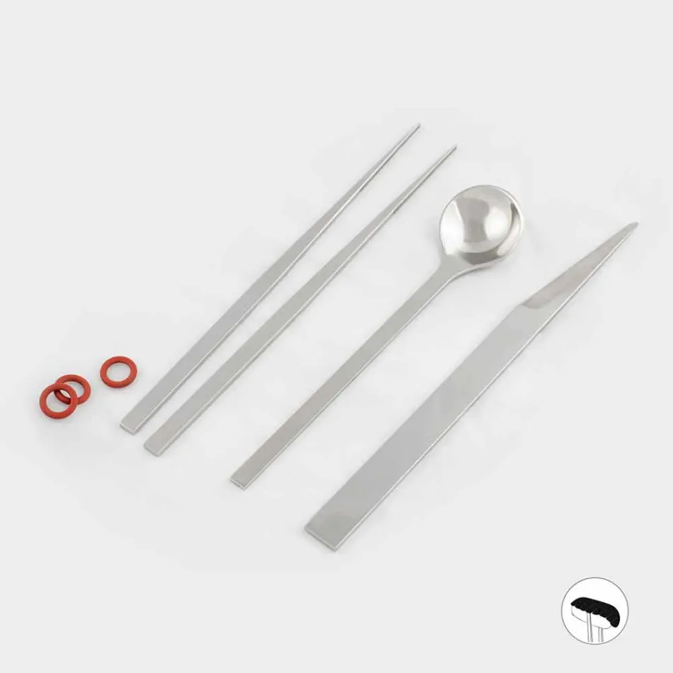 Tacâmuri din oțel inoxidabil cu betisoare de design italian de lux - Carronde Viadurini