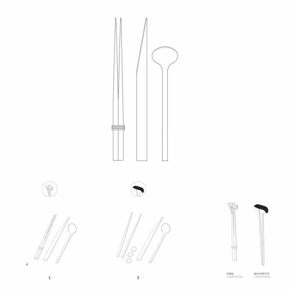 Tacâmuri din oțel inoxidabil cu betisoare de design italian de lux - Carronde Viadurini