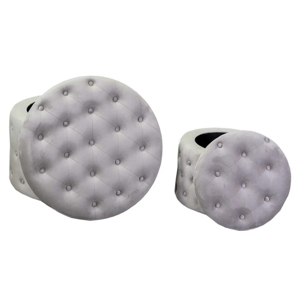 Pouf cu recipient acoperit în catifea Capitoné cu nasturi - Arcipelago Viadurini