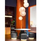 Pouf pentru exterior, din polietilenă și țesătură sau piele - Mara Slide Viadurini