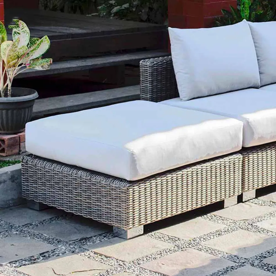 Pouf exterior modern cu gri-gri Jaco polietilenă, realizate manual Viadurini