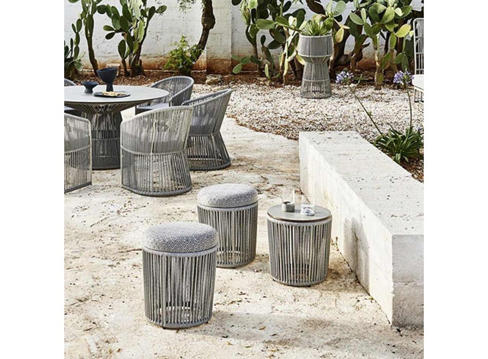 Puf de grădină cu aluminiu și coș de țesut - Tibidabo by Varaschin Viadurini