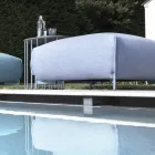 Puf de grădină căptușit și îmbrăcat în țesătură Made in Italy - Unt Viadurini