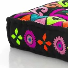 Pouf pătrat etnic în material patchwork sau catifea - fibră Viadurini