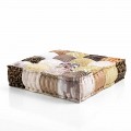 Pouf pătrat etnic în material patchwork sau catifea - fibră