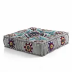 Pouf pătrat etnic în material patchwork sau catifea - fibră Viadurini