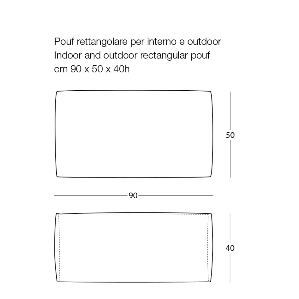 Pouf otoman dreptunghiular moale pentru utilizare în interior și exterior din țesătură - Naemi Viadurini