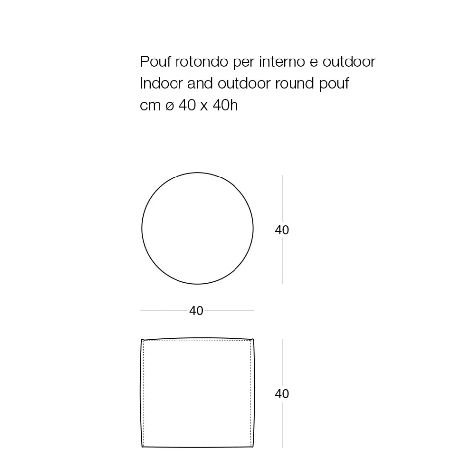 Puf rotund moale pentru sufragerie de interior sau exterior din material colorat - Naemi Viadurini