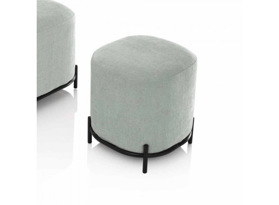Puf rotund de design modern pentru sufragerie în țesătură verde mentă - Ambrogia Viadurini