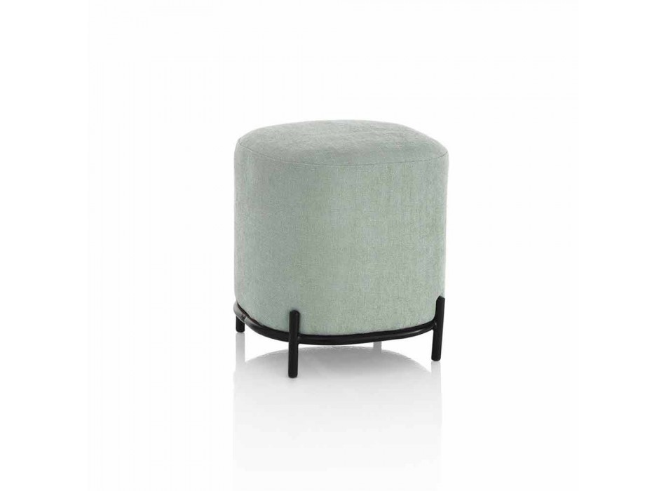 Puf rotund de design modern pentru sufragerie în țesătură verde mentă - Ambrogia Viadurini