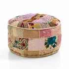 Pouf rotund de design etnic în material patchwork sau catifea - fibră Viadurini