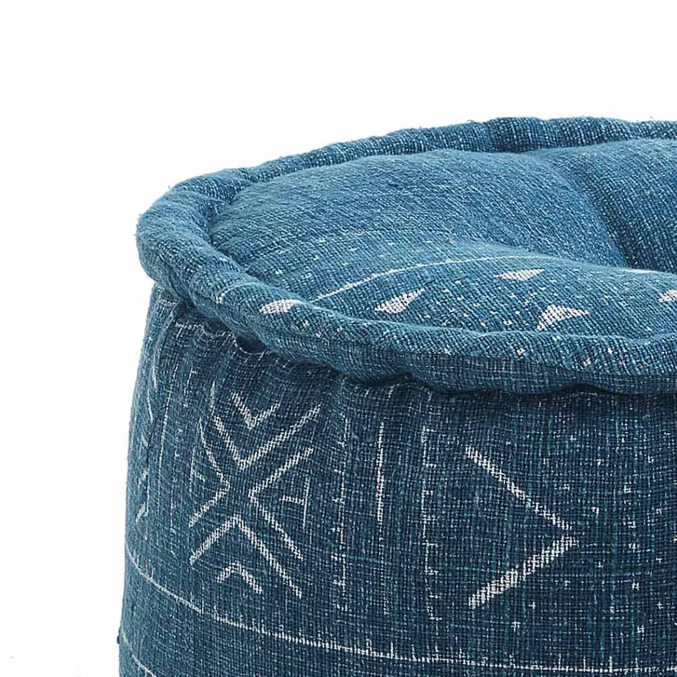 Pouf rotund de design etnic în material patchwork sau catifea - fibră Viadurini