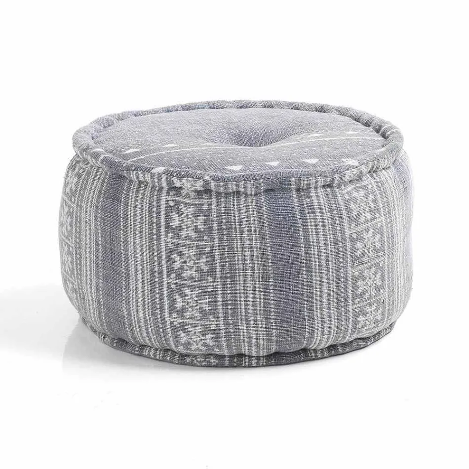 Pouf rotund de design etnic în material patchwork sau catifea - fibră Viadurini