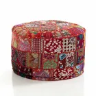 Pouf rotund de design etnic în material patchwork sau catifea - fibră Viadurini
