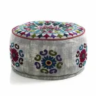 Pouf rotund de design etnic în material patchwork sau catifea - fibră Viadurini