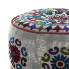 Pouf rotund de design etnic în material patchwork sau catifea - fibră Viadurini