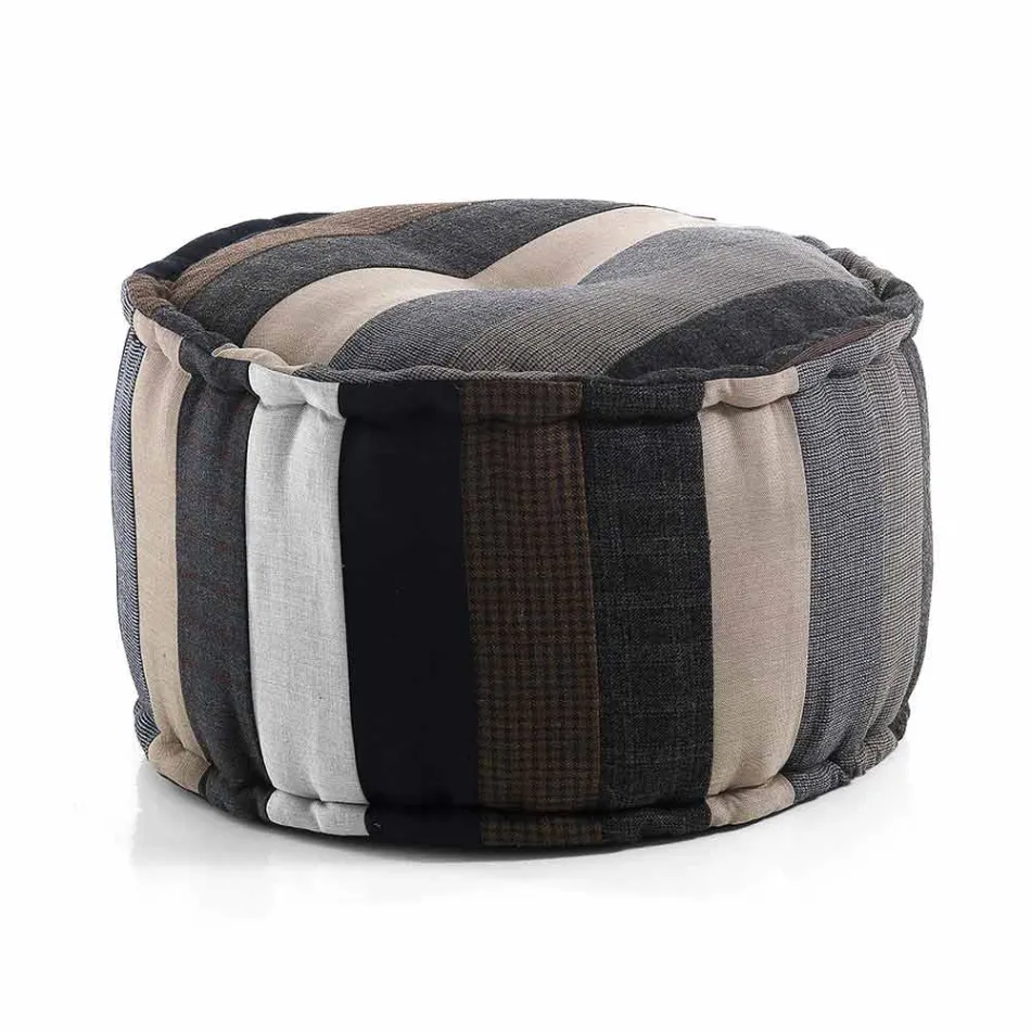 Pouf rotund de design etnic în material patchwork sau catifea - fibră Viadurini